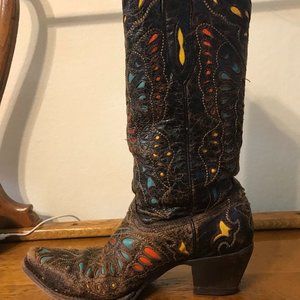 Corral Vintage Butterfly Cowboy Boots VERY Well Broken In